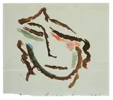 Geneigter Kopf by Alexej von Jawlensky, 1930, Aquarell und Tuschpinsel in Braun auf bläulichem Papier, sold May 2011