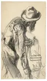 Adolph von Menzel, Mann mit einem Vogelkäfig