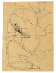 Profilkopf by Oskar Schlemmer, 1933, Bleistift auf Papier (Fragment der Rückseite eines Telegramm-Formulars), sold Nov 2012