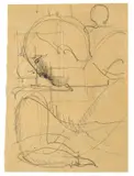 Oskar Schlemmer, Profilkopf, 1933, Bleistift auf Papier (Fragment der Rückseite eines Telegramm-Formulars)