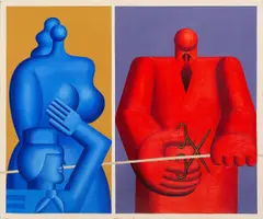 Hans Ticha, ERÖFFNUNG, 1983, Öl auf Rupfen