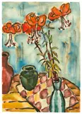 Feuerlilien by Karl Schmidt-Rottluff, 1963, Aquarell und Tuschpinsel auf Velin, sold Dec 2020