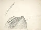 Walter De Maria, Grey Mountains with Jet Plane, 1962, Bleistift auf Papier