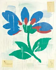 Donald Baechler, ALL FOR NOTHING, 1997, Collage mit Acryl, Stoff, Bleistift, Kugelschreiber und Papier auf Leinwand