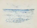 Wayne Thiebaud, Seashore, 1958, Watercolor on paper