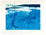 David Hockney, Lithograph Made of Thick and Thin Lines and a Light Blue and a Dark Blue Wash, 1978-80, Lithograph in colors