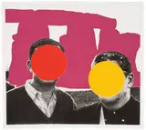 John Baldessari, Stonehenge (With Two Persons) Red, 2005, Mixografia on handmade paper