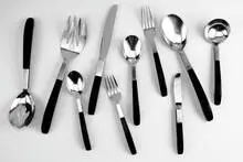 Designer Unknown, Contrast flatware set (61 pieces), 1956, Sterling silver and nylon