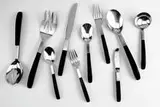 Designer Unknown, Contrast flatware set (61 pieces), 1956, Sterling silver and nylon