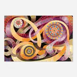 Ribbons and Circles from Swingshift series by Liz Whitney Quisgard, acrylic and collage on canvas, sold Nov 2020