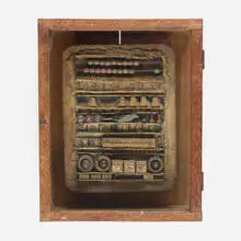 Barry Cohen, Black Board Abacus Construction, 1987, mixed media box construction