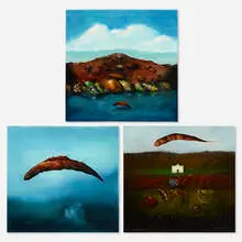Robert Rasely, three works, oil on board and oil on birch