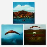 Robert Rasely, three works, oil on board and oil on birch