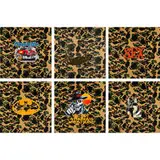Pruitt, Paintings for Teenage Boys (six panels), c. 1985, enamel on printed fabric