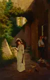 Gaetano Capone, An afternoon promenade, oil on canvas
