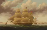 Thomas Buttersworth, A three-masted barque, oil on canvas