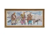 Epameinondas Thomopoulos, The travelers' return, oil on canvas