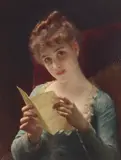 Adolphe Piot, The reader, oil on canvas laid down on masonite