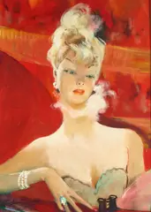 Jean-Gabriel Domergue, At the opera, oil on canvas