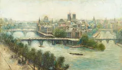 Ludolfs Liberts, An expansive view of Paris, oil on board
