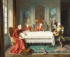 Emilien Barthélemy, A musical interlude, oil on canvas