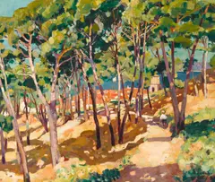 Adolphe Keller, Paysage ensoleille, Saint Tropez, oil on canvas