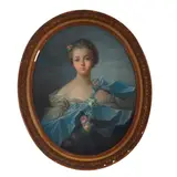 French School, A portrait of a lady with a floral sash, pastel on paper