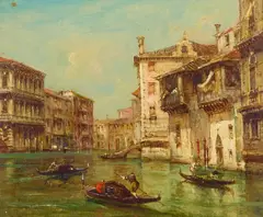 E. Zeno, A view of Venice; and Figures in a harbor town, both oil on canvas board