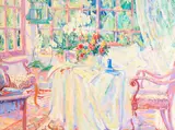 Maria del Carmen Calvo, Fantasy in White, the Artist's Bedroom, 1997, oil on canvas