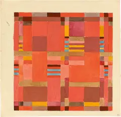 Gunta Stölzl, Entwurf für einen doppelgewebten Teppich, 1926, Aquarell, Gouache über Bleistift auf Papier