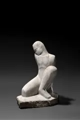 Louise Stomps, Hockender, 1930, Weißer Marmor