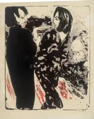 Emil Nolde, Junges Paar, 1913, Farblithografie auf dünnem Japan