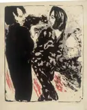 Emil Nolde, Junges Paar, 1913, Farblithografie auf dünnem Japan