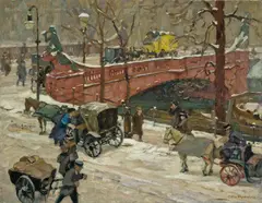 Otto Antoine, Blick auf die Von-der-Heydt-Brücke in Berlin Tiergarten, Öl auf Leinwand