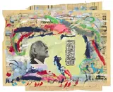 Franz West, Expertise (Humoristischer Toast), 1983, Acryl, Gouache, Collage auf Zeitungspapier
