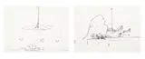Zu der Installation: Hirschdenkmäler by Joseph Beuys, 1982, 2 Zeichnungen mit Kugelschreiber, jeweils auf Papier, sold May 2008