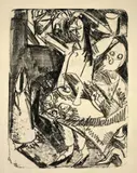 Toilette im Schlafanzug by Ernst Ludwig Kirchner, 1914, Lithographie auf glattem Papier, sold Jun 2010