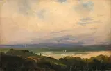 Deutsch, um 1840, An der Ostseeküste, Öl auf Papier, auf Leinwand aufgezogen