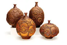 Steve Salisian, Group of four vases (4), Glazed ceramic with decoration