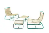 Walter Lamb, Pair of sleigh chairs and ottomans, 1953, Brown-Jordan Co