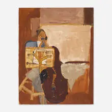 Liliane Klapisch, Cello, oil on canvas