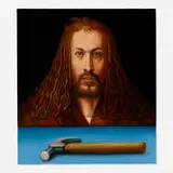 Randall Deihl, Durer with Hammer, oil on wood panel