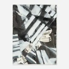 Karl Haendel, I Voted (2008) with spray #1, 2008, charcoal, graphite and spray paint on paper