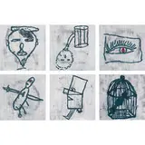 Donald Baechler, No Literal Meaning Here (Portfolio of six works), 1984, screenprint with hand coloring on wove paper