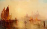Lucien Whiting Powell, Venice at dusk, oil on canvas laid down on board