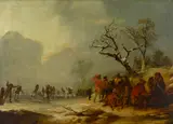 A winter morning with skating in Hyde Park by Philip James de Loutherbourg R.A., oil on canvas, sold Oct 2022