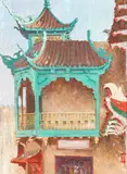 Stephen Mirich, The Pagoda, Chinatown, Los Angeles, oil on board