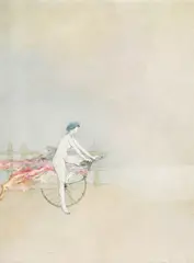 Renata Zerner, Woman on a Bike, oil on Masonite