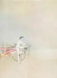 Renata Zerner, Woman on a Bike, oil on Masonite
