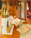 French School, 20th Century, Portrait of a Woman Reading, oil on canvas